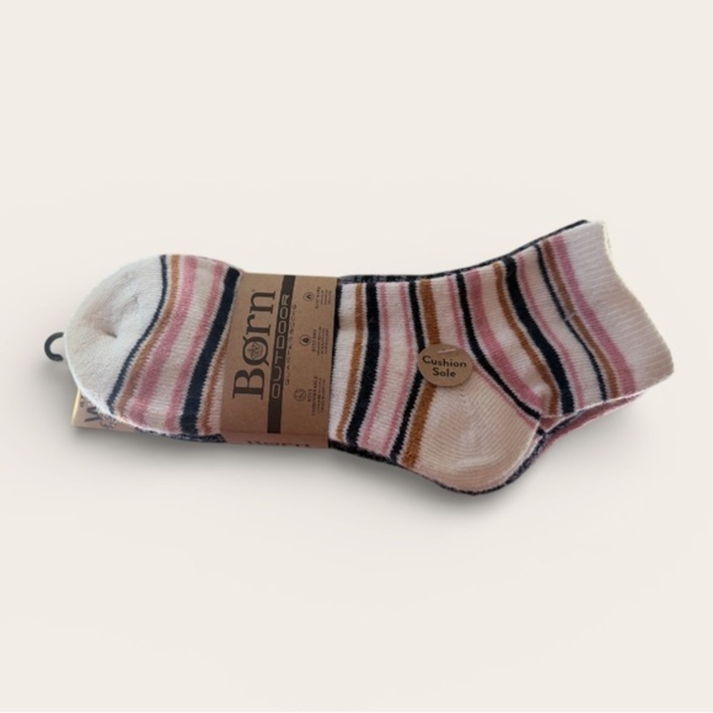 Born Casual Striped Socks - Pink, Black, Cream, Brown 4 pairs wool blend